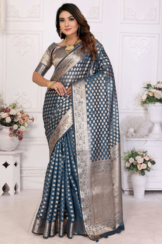 Blue Organza Traditional Saree NCSD11111095