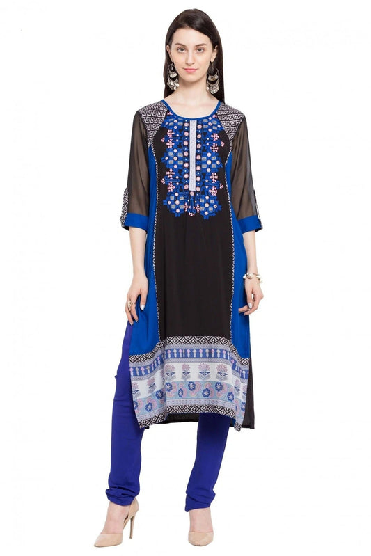 Blue Plus Size Cotton Kurti NCKR10710163