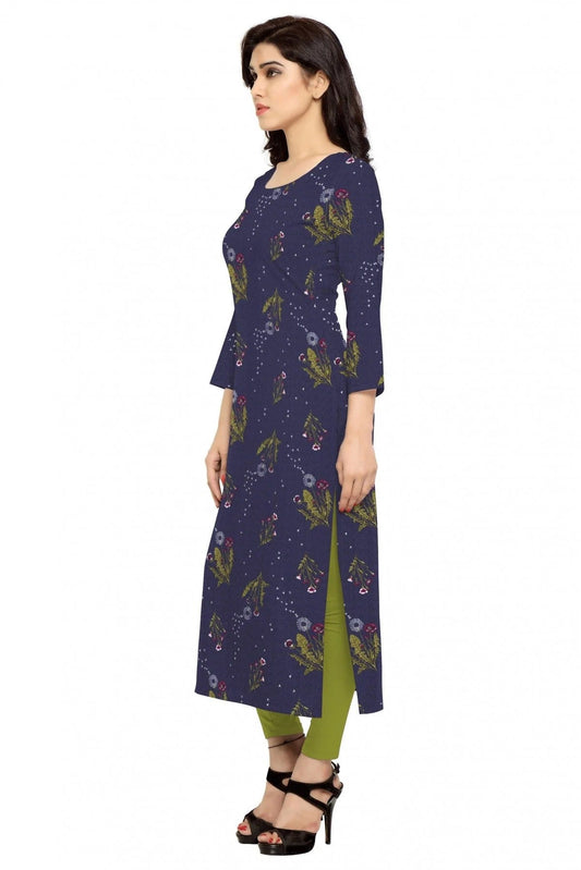 Blue Plus Size Crepe Straight Kurti NCKR10610182