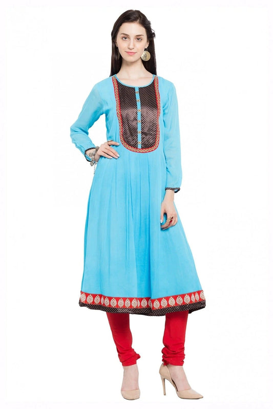 Blue Plus Size Faux Georgette Kurti NCKR10710150