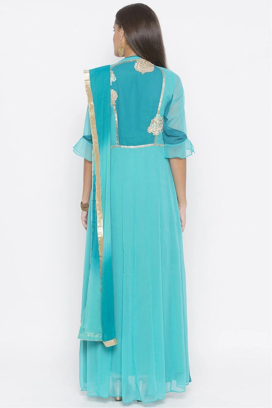 Blue Plus Size Georgette Embroidery Anarkali Suit NCSS10710631