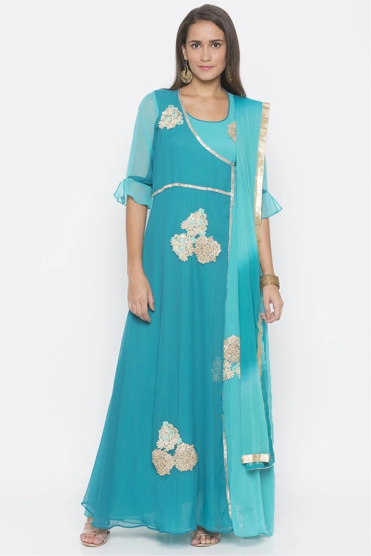 Blue Plus Size Georgette Embroidery Anarkali Suit NCSS10710631