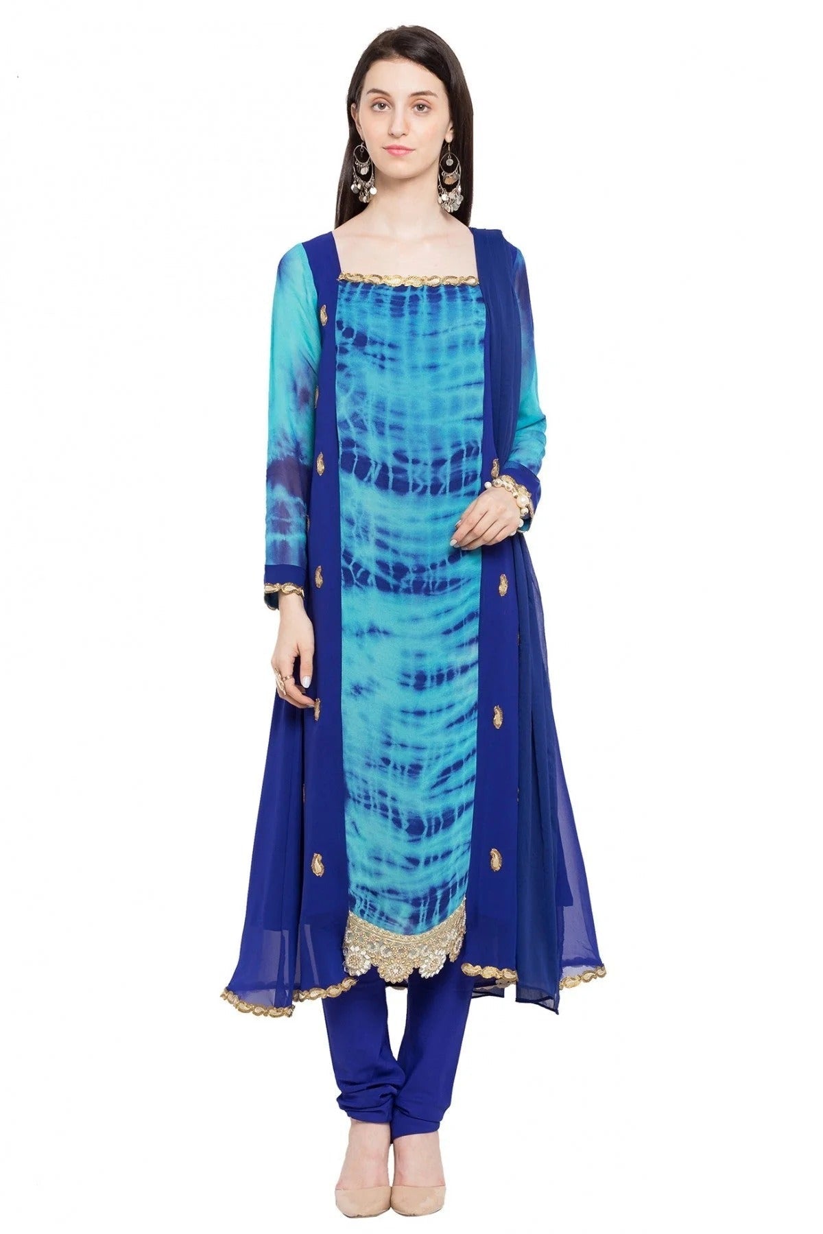 Blue Plus Size Stitched Faux Georgette Anarkali Suit NCSS10710486