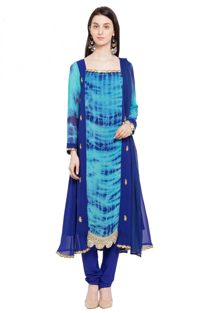 Blue Plus Size Stitched Faux Georgette Anarkali Suit NCSS10710486
