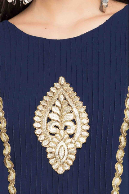 Blue Plus Size Stitched Faux Georgette Anarkali Suit NCSS10710488