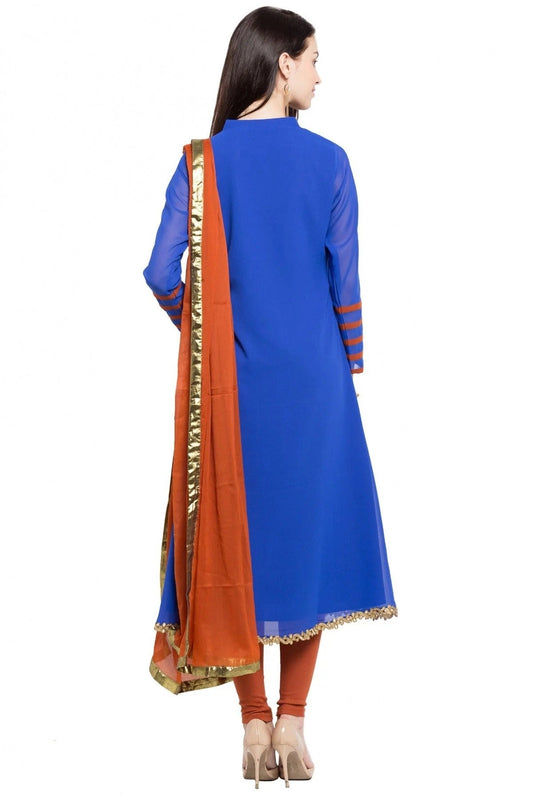 Blue Plus Size Stitched Georgette Anarkali Suit NCSS10710485