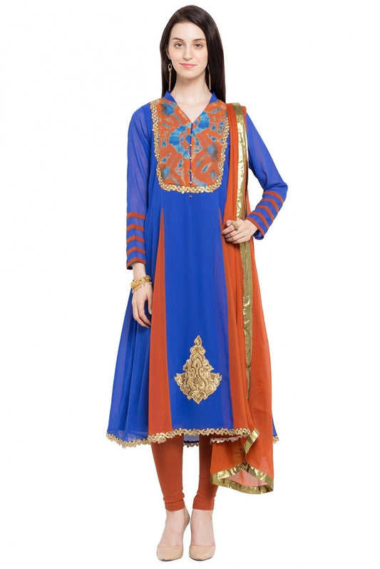Blue Plus Size Stitched Georgette Anarkali Suit NCSS10710485