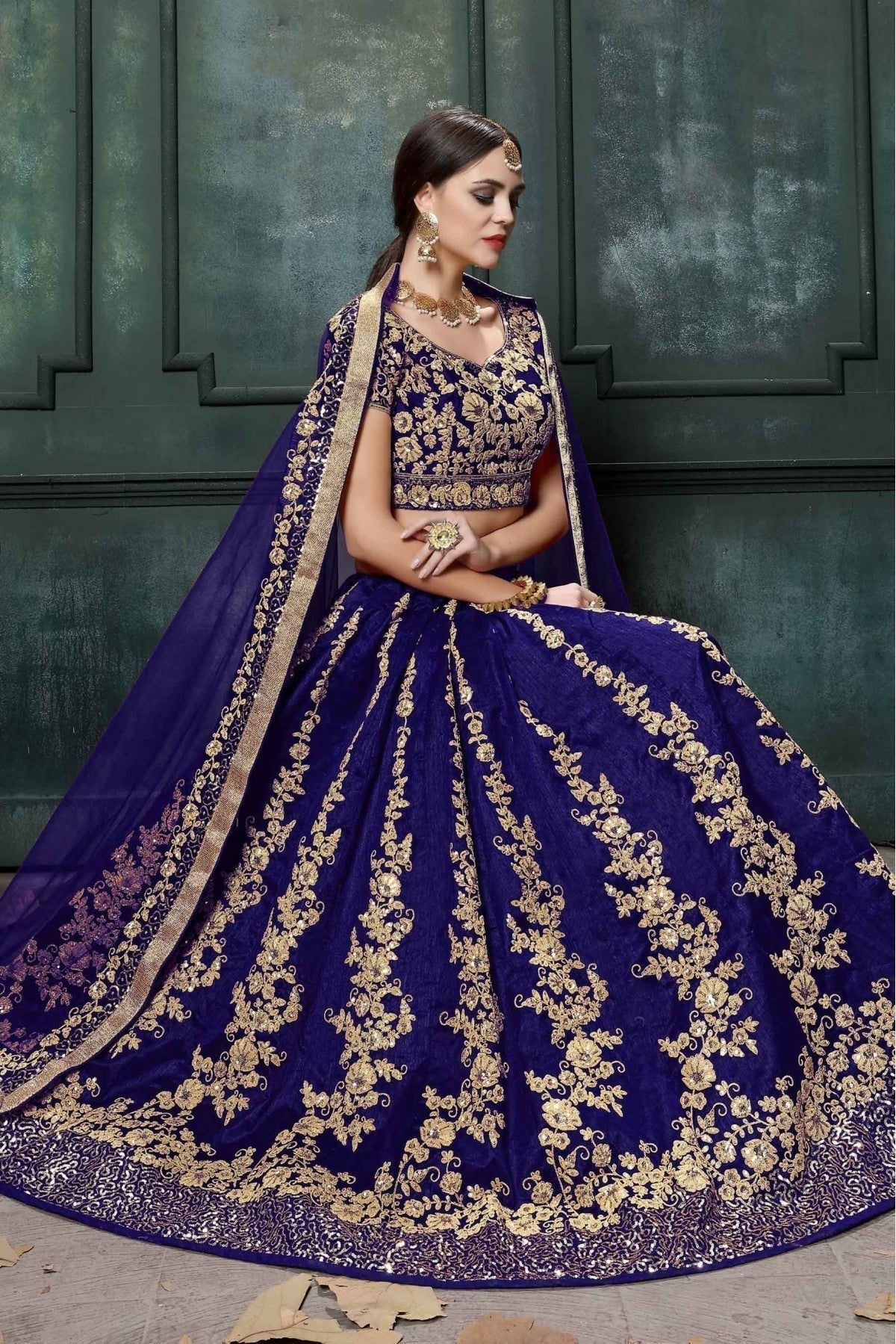 Blue Raw Silk Lehenga Choli NCLC10110256