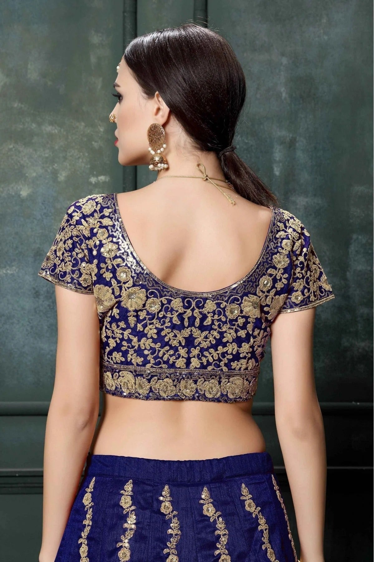 Blue Raw Silk Lehenga Choli NCLC10110256
