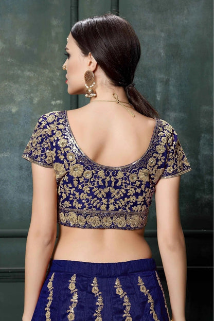 Blue Raw Silk Lehenga Choli NCLC10110256