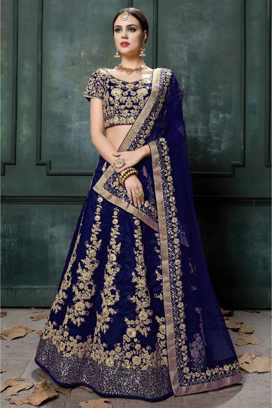 Blue Raw Silk Lehenga Choli NCLC10110256