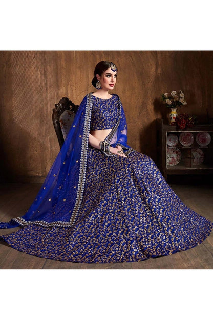 Blue Raw Silk Lehenga Choli NCLC10110302