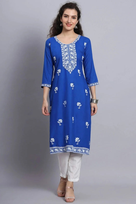 Blue Rayon Kurti NCKR11112073