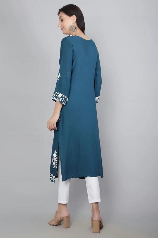 Blue Rayon Kurti NCKR11112125