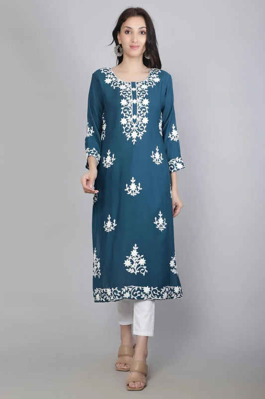 Blue Rayon Kurti NCKR11112125