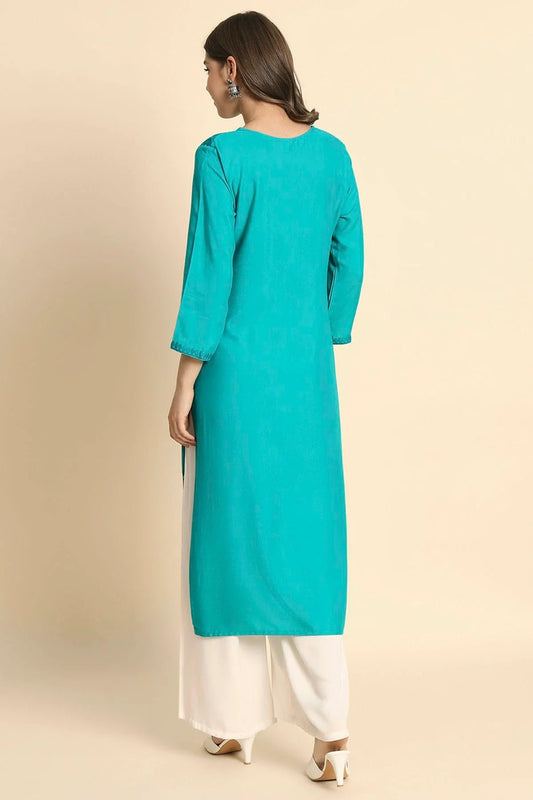 Blue Rayon Kurti NCKR11112131
