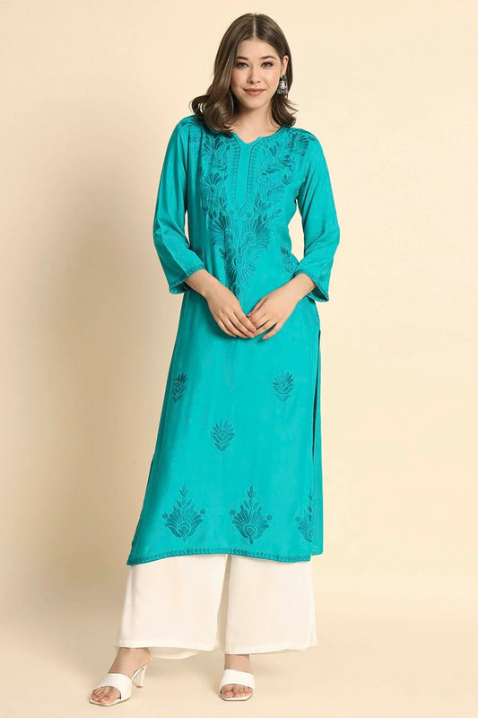 Blue Rayon Kurti NCKR11112131
