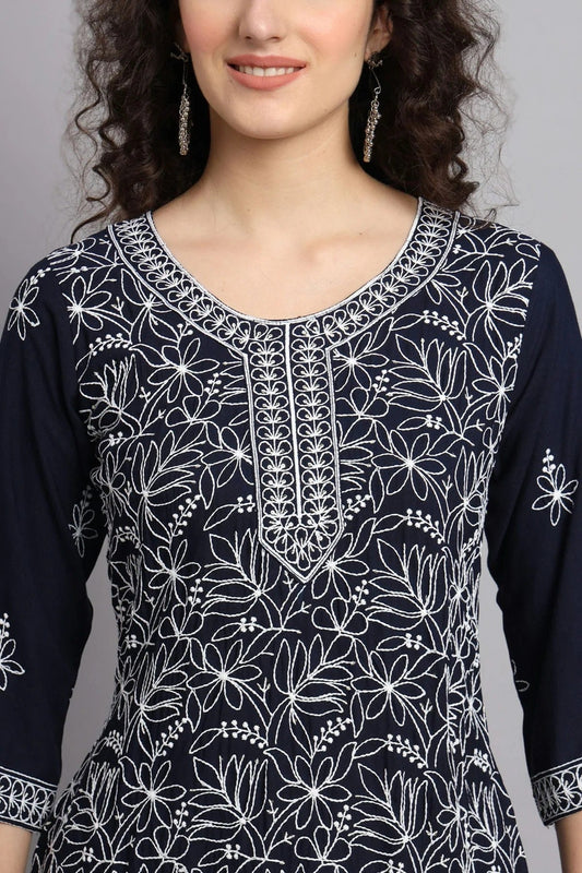 Blue Rayon Kurti NCKR11112139