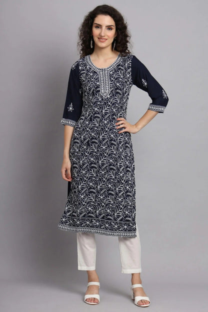 Blue Rayon Kurti NCKR11112139