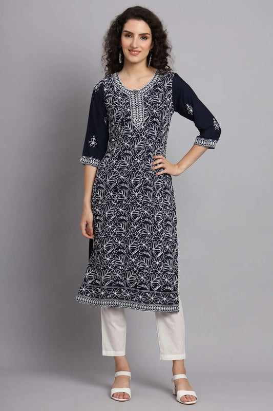 Blue Rayon Kurti NCKR11112139