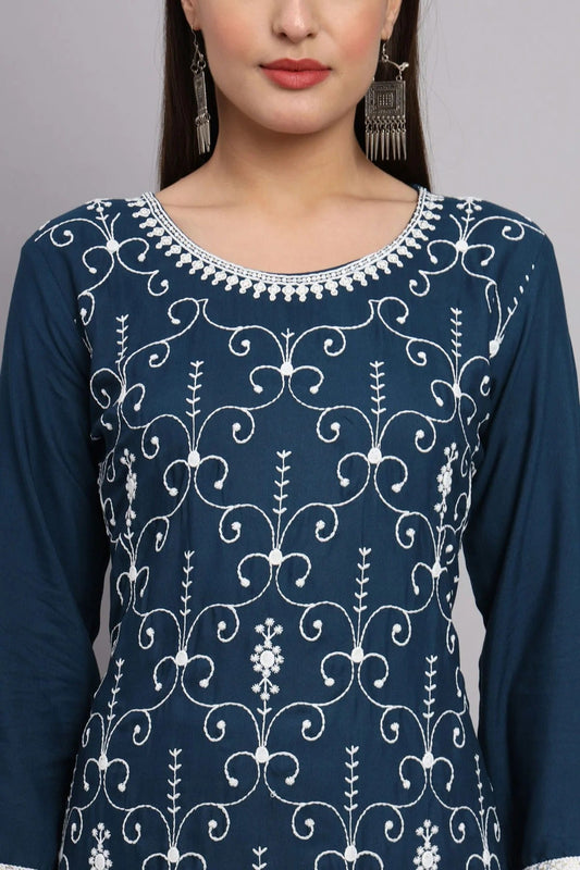 Blue Rayon Kurti NCKR11112147