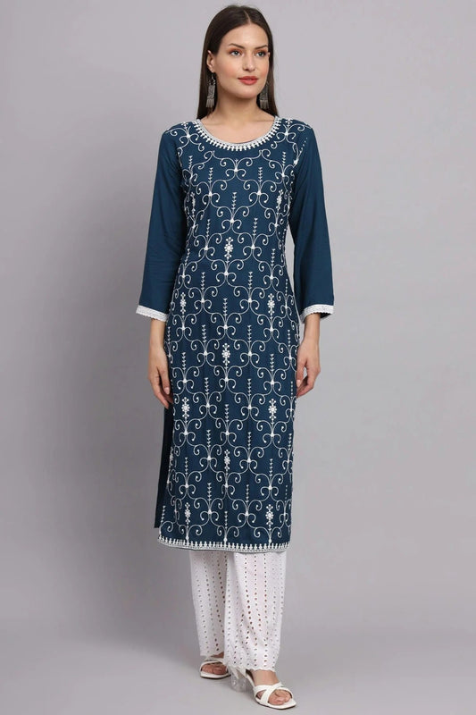 Blue Rayon Kurti NCKR11112147