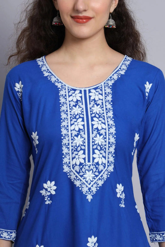 Blue Rayon Kurti NCKR11112162