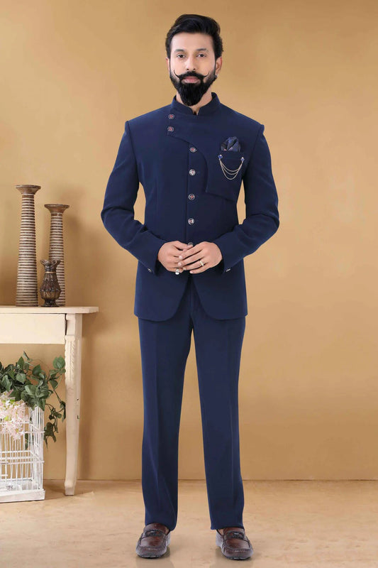 Blue Rayon Jodhpuri Suit NCSH11310192