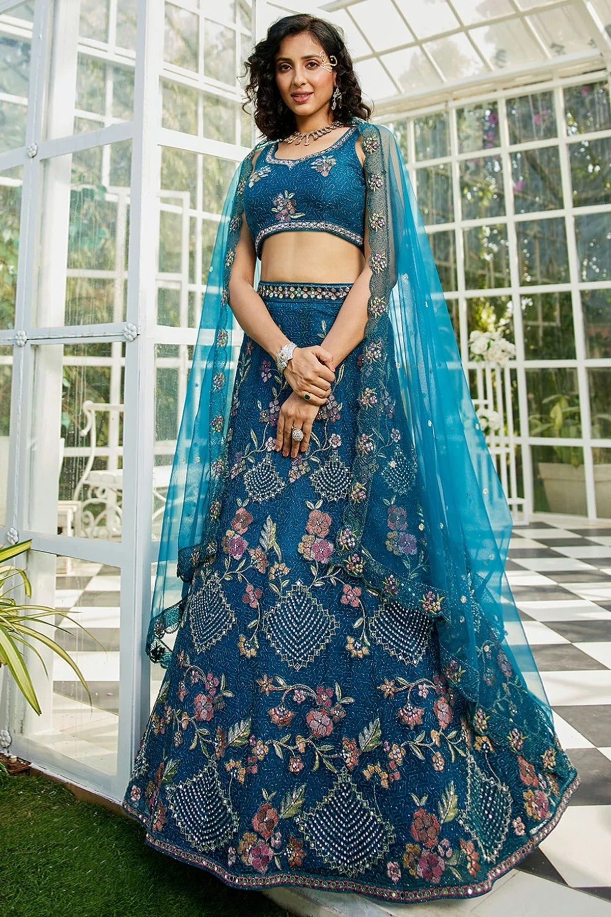 Blue Semi Stitched Net Lehenga Choli NCLC11111244