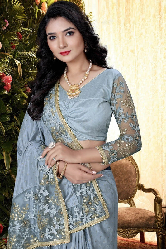 Blue Silk Designer Saree NCSD11210704