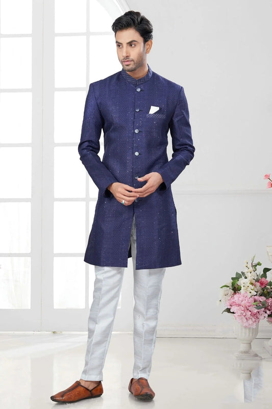 Blue Silk Dupion Sherwani NCSH10410182