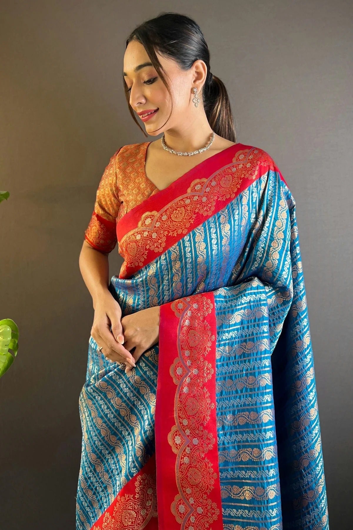 Blue Silk Woven Saree NCSD12910187