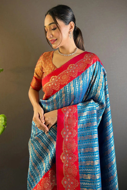 Blue Silk Woven Saree NCSD12910187