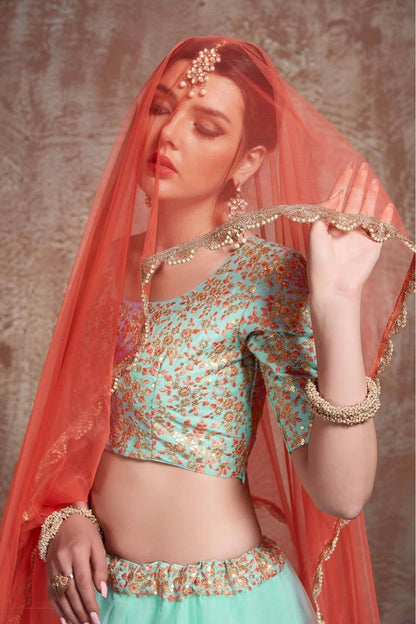 Blue Soft Net Sequins Lehenga Choli NCLC10810516