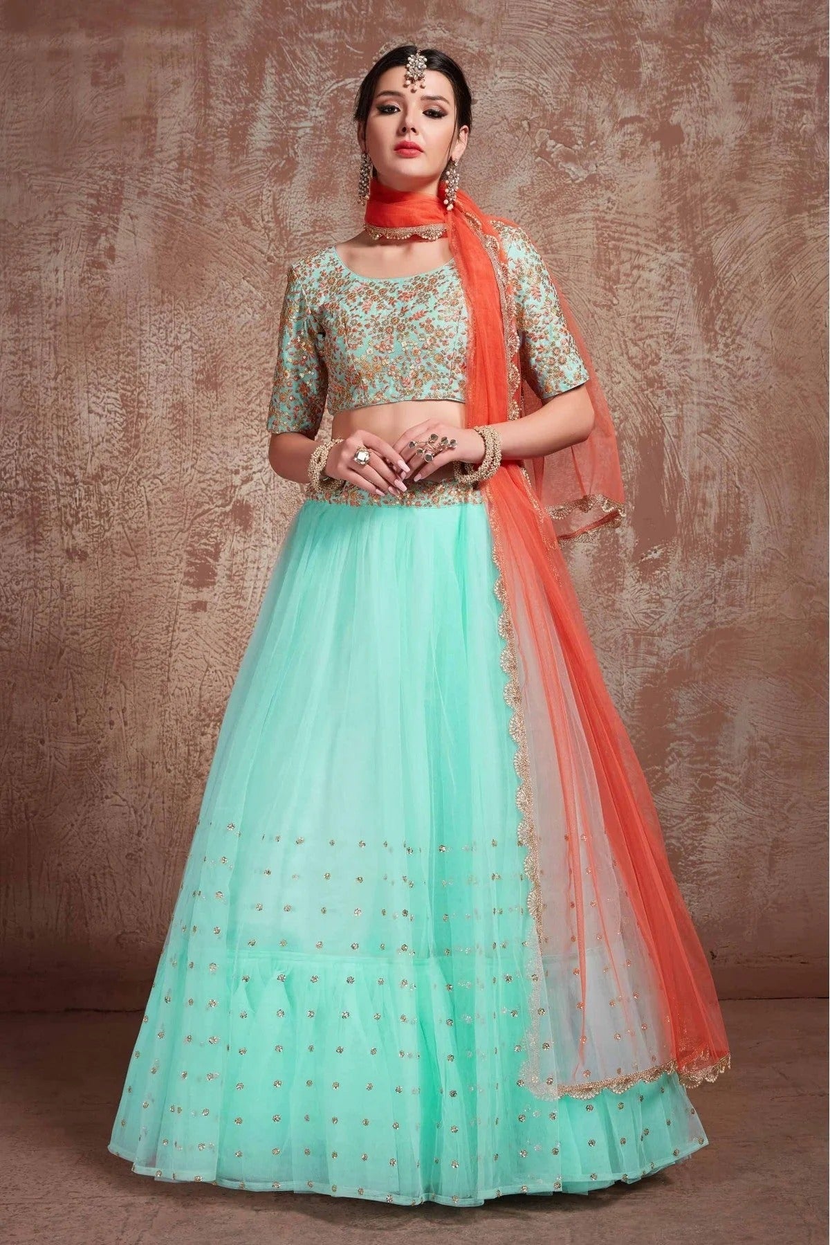 Blue Soft Net Sequins Lehenga Choli NCLC10810516