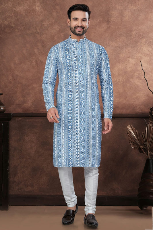 Blue Soft Rayon Kurta Pajama NCKP10410116