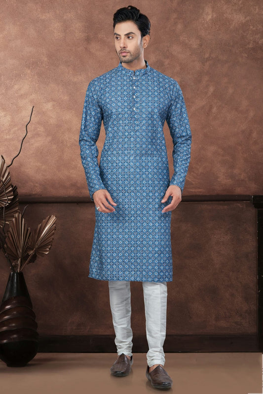 Blue Soft Rayon Kurta Pajama NCKP10410119