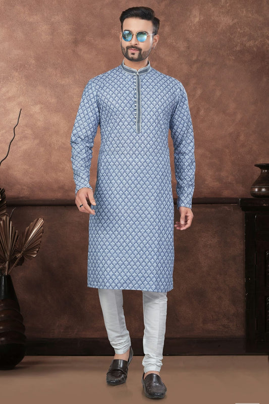Blue Soft Rayon Kurta Pajama NCKP10410120