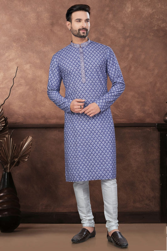 Blue Soft Rayon Kurta Pajama NCKP10410128