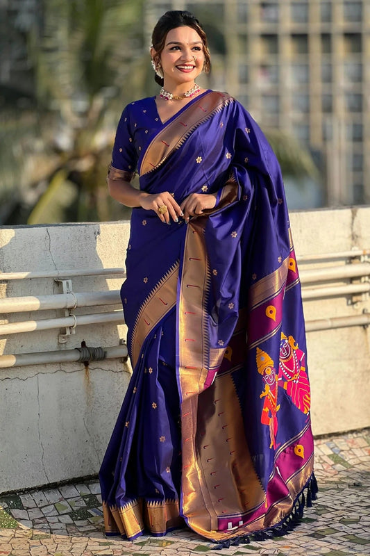 Blue Soft Silk Paithani Saree NCSD11111462