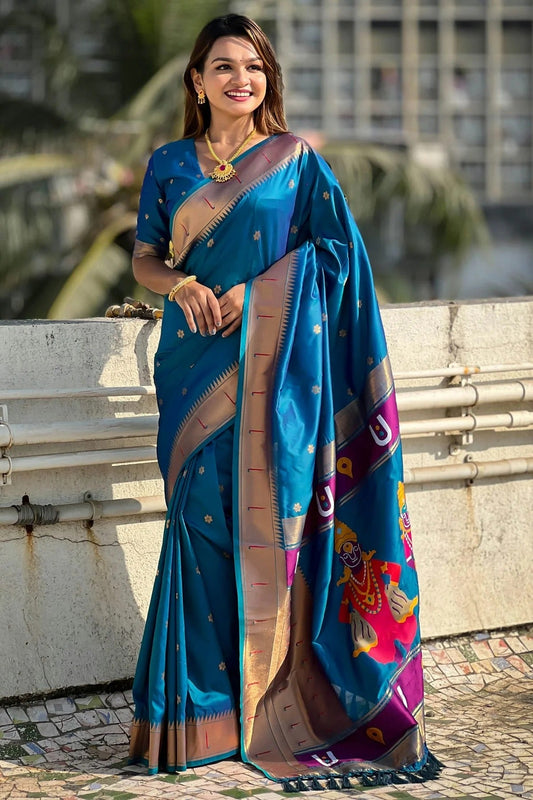 Blue Soft Silk Paithani Saree NCSD11111464