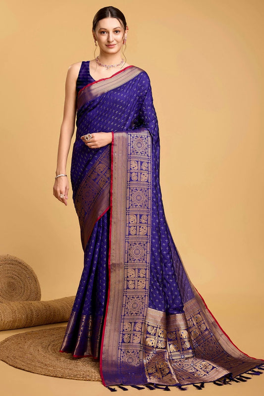 Blue Soft Silk Saree NCSD11112554