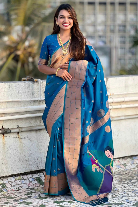 Blue Soft Silk Traditional Saree NCSD11111116