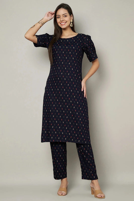 Blue Stitched Viscose Rayon Top and Bottom  NCTP11111327