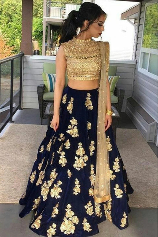 Blue Taffeta Silk Lehenga Choli NCLC10210099