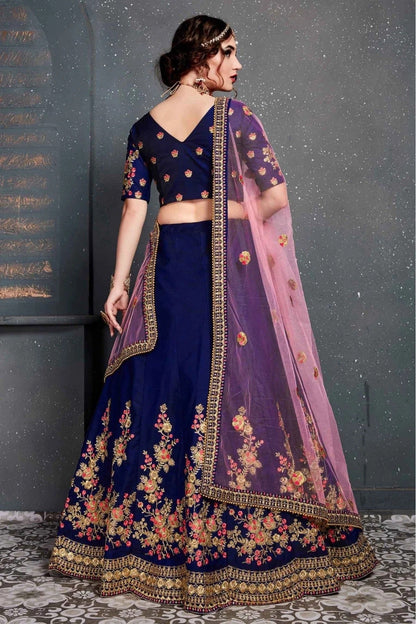 Blue Taffeta and Satin Silk Lehenga Choli NCLC10110272