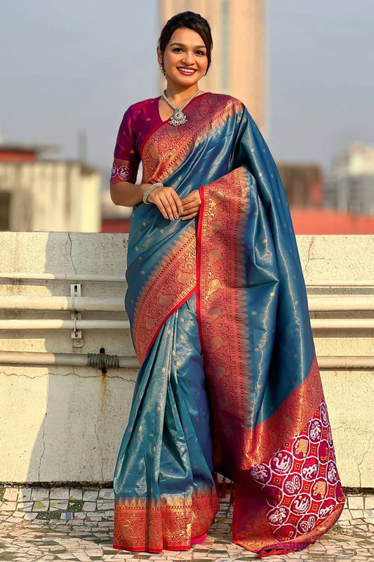 Blue Tissue Traditional Saree NCSD11111195