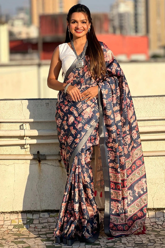 Blue Tussar Silk Traditional Saree NCSD11111650