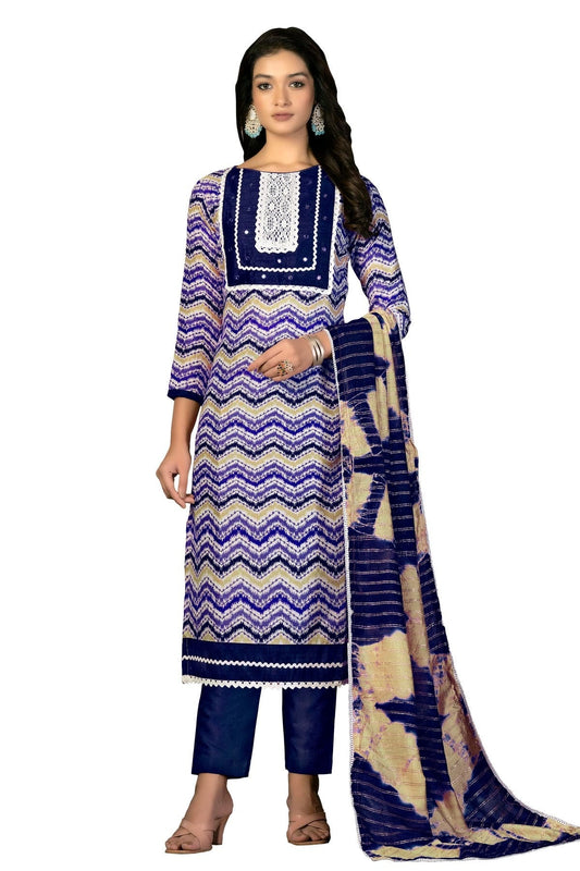 Blue Unstitched Cotton Straight Suit NCUS11610349