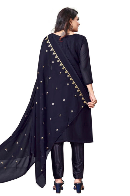 Blue Unstitched Faux Georgette Straight Suit NCUS11610494